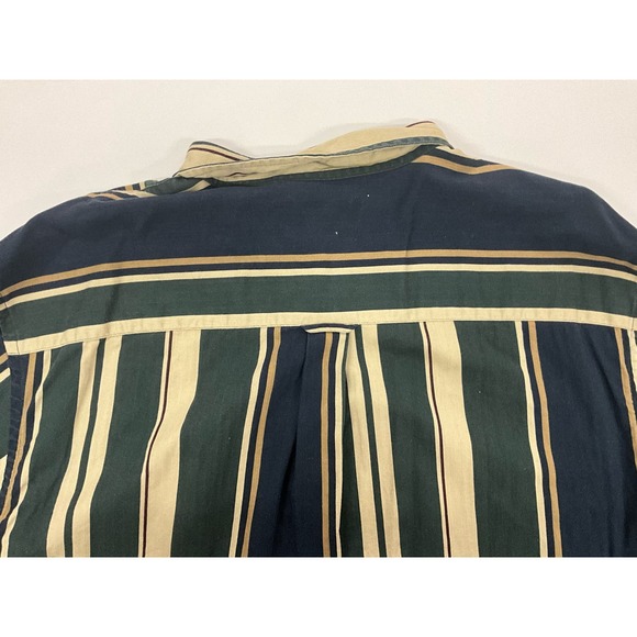Men’s Roundtree & Yorke Green Navy Beige Green Long Sleeve Button Up Shirt XLT - Picture 4 of 6